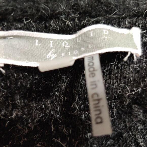 Liquid by Stone S Black Boho Knit Cardigan Jacket Colorful Embroidered Sweater - Picture 6 of 12